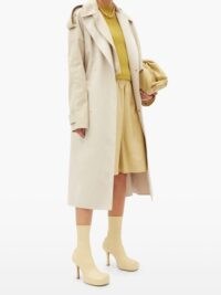 BOTTEGA VENETA BV Bold square-toe leather platform boots in beige | chunky silhouette platforms