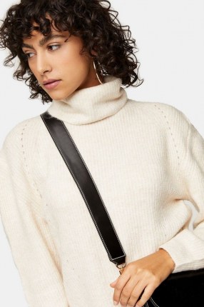 Topshop Camel Roll Knitted Jumper | high neck jumpers | neutral knits - flipped