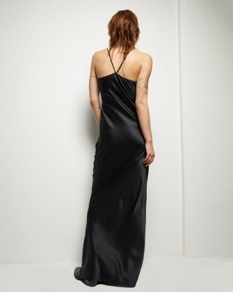 NILI LOTAN CARA CAMI GOWN BLACK | slinky strappy back slip dresses | silk maxi - flipped