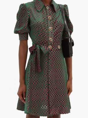 BATSHEVA Checked devoré-velvet mini dress – vintage style dresses - flipped