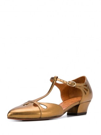 Chie Mihara t-bar mary-jane sandals in bronze – vintage style cut out shoes - flipped