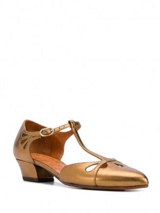 Chie Mihara t-bar mary-jane sandals in bronze – vintage style cut out shoes