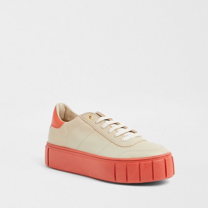 RIVER ISLAND Coral sole trainer / chunky orange soles / platform trainers / flatform sneakers - flipped