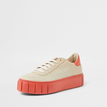 RIVER ISLAND Coral sole trainer / chunky orange soles / platform trainers / flatform sneakers