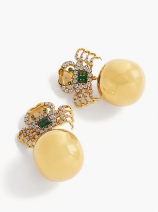 BEGUM KHAN Crab 24kt gold-plated clip earrings / spherical drops / ocean inspired jewellery - flipped
