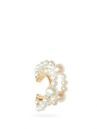 COMPLETEDWORKS Cumulus pearl & 14kt gold-vermeil ear cuff | freshwater pearls | feminine ear cuffs
