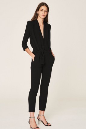 ba&sh Cycy jumpsuit Black ~ chic evening wear ~ tie waist jumpsuits ~ party clothing - flipped