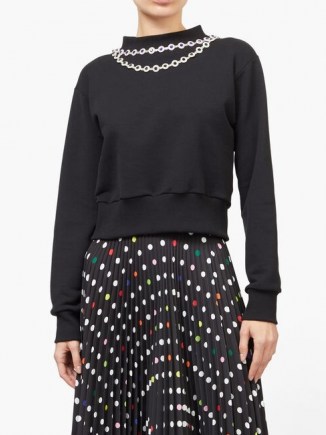 CHRISTOPHER KANE Daisy chain-embellished top in black / necklace style tops / jewellery attached clothing - flipped