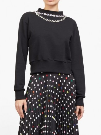 CHRISTOPHER KANE Daisy chain-embellished top in black / necklace style tops / jewellery attached clothing