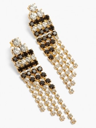 ROSANTICA Domino crystal-embellished drop earrings / monochrome fringed drops / glamorous evening jewellery / deco accessory