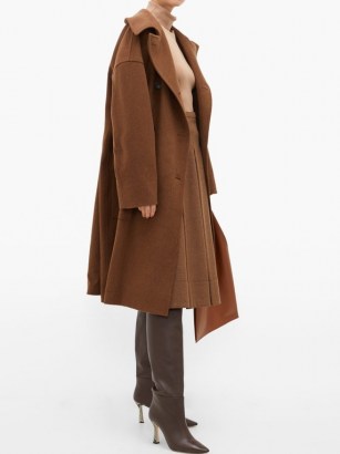 CONNOLLY Double-breasted wool coat in brown ~ boxy drop shoulder winter coats - flipped
