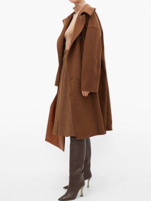 CONNOLLY Double-breasted wool coat in brown ~ boxy drop shoulder winter coats