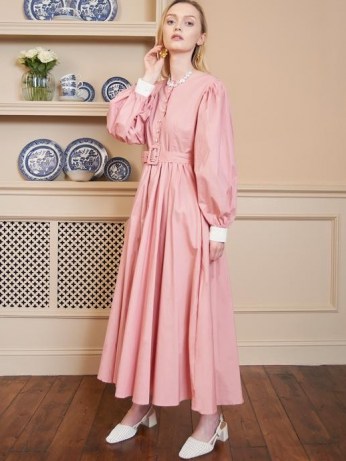 SISTER JANE High Tea Midi Dress with Belt Cotton Candy ~ pink vintage look maxi dresses