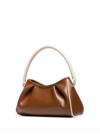 Elleme Croissant leather tote bag ~ brown gathered detail top handle handbag ~ chic oblong bags