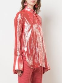 Ellery metallized pointed-collar shirt in red – shimmering oversized pointed collar shirts