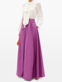 VALENTINO Gathered-waist cotton-blend faille skirt in pink | gathered waist maxi skirts