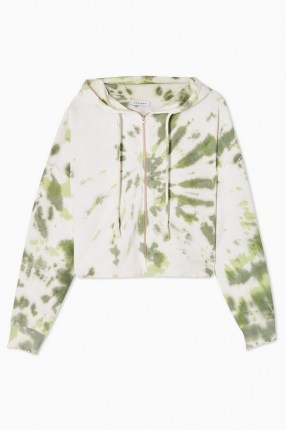 TOPSHOP Green Tie Dye Lettuce Hoodie / zip up hoodies / casual tops / weekend fashion / hooded top - flipped