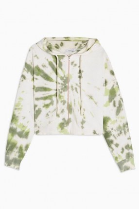 TOPSHOP Green Tie Dye Lettuce Hoodie / zip up hoodies / casual tops / weekend fashion / hooded top