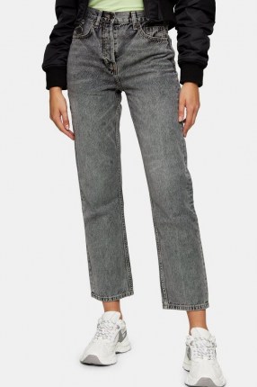 Topshop Grey Editor Straight Jeans | high rise / waist - flipped