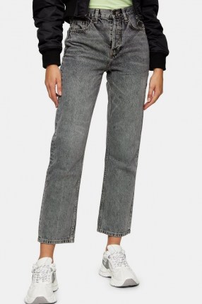 Topshop Grey Editor Straight Jeans | high rise / waist