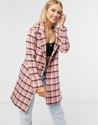 Helene Berman wool blend Short Ruth coat in pink check ~ checked coats - flipped