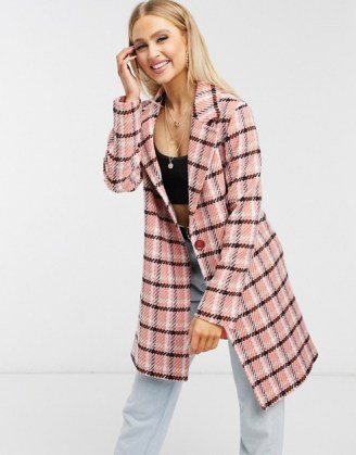 Helene Berman wool blend Short Ruth coat in pink check ~ checked coats