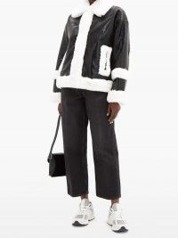 STAND STUDIO Hester snake-effect faux-leather and fur jacket ~ monochrome winter jackets