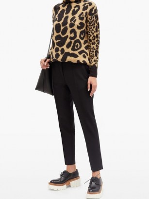 STELLA MCCARTNEY High-neck leopard-print sweater – animal prints – funnel neck sweaters
