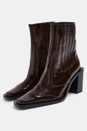 TOPSHOP HONDOURAS Brown Western Leather Boots