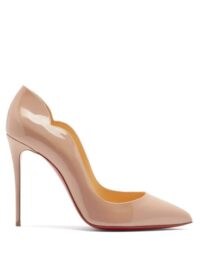 CHRISTIAN LOUBOUTIN Hot Chick 100 patent leather pumps in light pink ~ curved edge courts ~ stiletto heel court shoes ~ glassy high heels