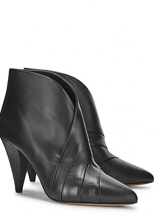 ISABEL MARANT Acna 100 black leather ankle boots ~ cone heel boot ~ pleat detail booties