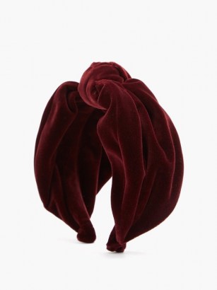 PRADA Knotted velvet headband in burgundy – plush headbands – hair accessories - flipped