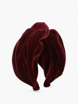 PRADA Knotted velvet headband in burgundy – plush headbands – hair accessories