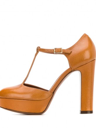 L’Autre Chose Mary Jane heels – brown t-bar mary janes – vintage style platforms - flipped