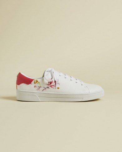 TED BAKER NELAH Leather floral trainers in white / flower print trainer
