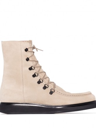 LEGRES College suede ankle boots in taupe ~ luxe lace up boots ~ autumn footwear