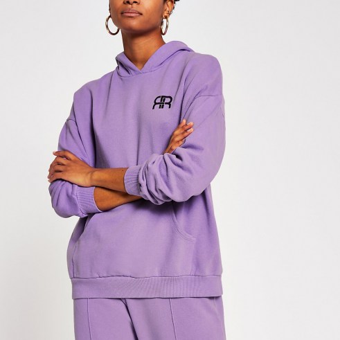 RIVER ISLAND Lilac pocket front oversized hoodie – logo hoodies