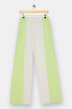 TOPSHOP Lime Green Panel Slouch Joggers ~ wide leg jogger ~ colourblock jogging bottoms - flipped