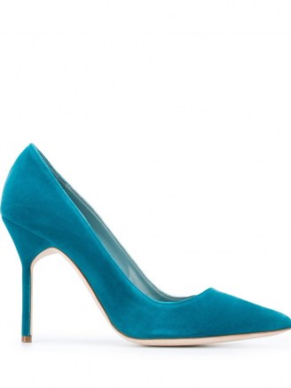 Manolo Blahnik BB Velvet 105mm pumps in blue / stiletto heel courts / high heels / court shoes