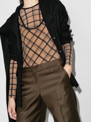 Markoo checked bodysuit in brown