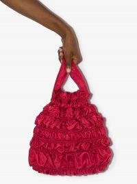 Molly Goddard Nara Bumpy drawstring bag in red – romantic ruched bags
