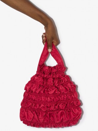 Molly Goddard Nara Bumpy drawstring bag in red – romantic ruched bags