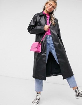 Monki Amira faux leather coat in black ~ on-trend coats ~ stylish outerwear - flipped