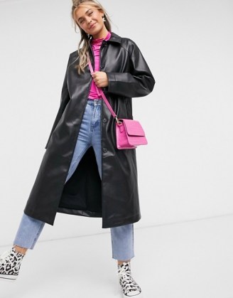 Monki Amira faux leather coat in black ~ on-trend coats ~ stylish outerwear