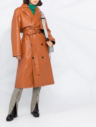 MSGM belted trench coat ~ stylish brown coats - flipped