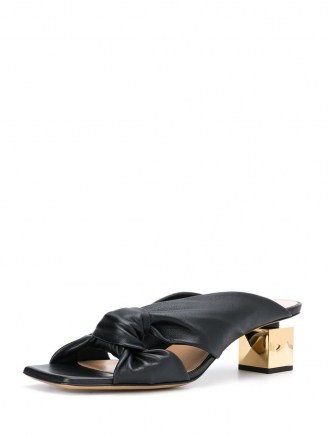 Mulberry Keeley heel drape mule sandals / square block heels / contemporary mules - flipped
