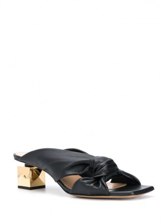 Mulberry Keeley heel drape mule sandals / square block heels / contemporary mules