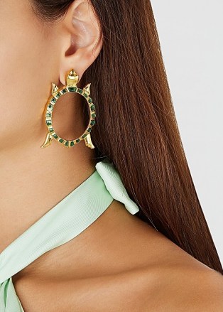 NATIA X LAKO Gold-plated tortoise drop earrings / reptile shaped jewellery - flipped