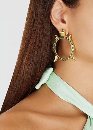 NATIA X LAKO Gold-plated tortoise drop earrings / reptile shaped jewellery
