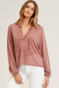 NAKEDCASHMERE KARA TOP ROSEWOOD | pink fine knit tops | cashmere clothing | knitwear